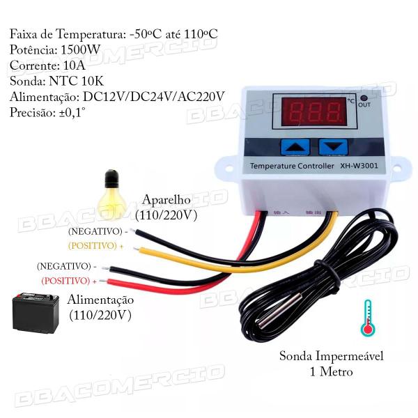 Imagem de Controlador de Temperatura Termostato Digital W3001 Bivolt