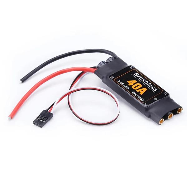 Imagem de Controlador de Velocidade ESC Sem Escova 40A 2-4S com BEC 5V 3A para Quadcopter e Aviões RC FPV