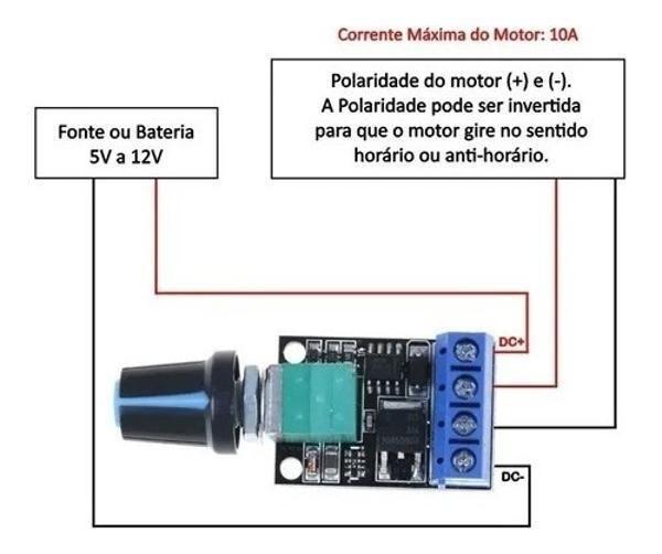 Imagem de Controlador De Velocidade Para Motor Dc Pwm 5V 12V 10A