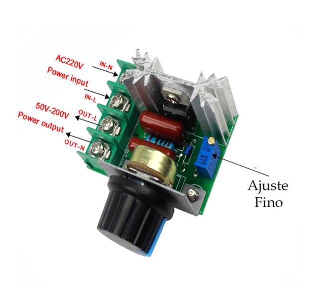 Imagem de Controlador Dimmer 20a 16a 1000W Regulador 110/220V  Voltagem