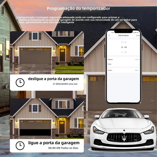 Imagem de Controlador Inteligente de Porta de Garagem Wi-Fi - Compatível com Alexa, Google Home e App