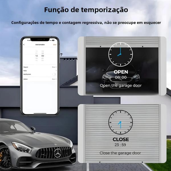 Imagem de Controlador Inteligente de Porta de Garagem Wi-Fi - Controle Remoto e por Voz (Alexa)