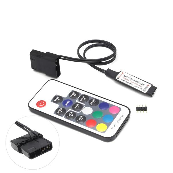 Imagem de Controlador Led Rgb 12v 5050 4pin Controle Remoto Sem Fio 17 Teclas Para Ventilador De Pc Iluminação