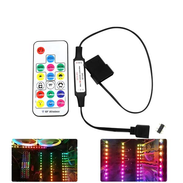 Imagem de Controlador LED RGB 5V DC 3 Pin - Controle Remoto RF Sem Fio 17 Teclas para PC