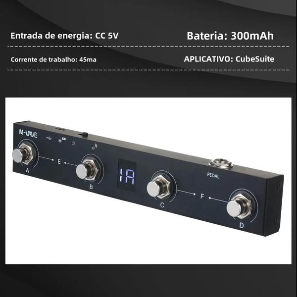 Imagem de Controlador MIDI Bluetooth Recarregável M-Wave Chocolate - 4 Botões e Pedal