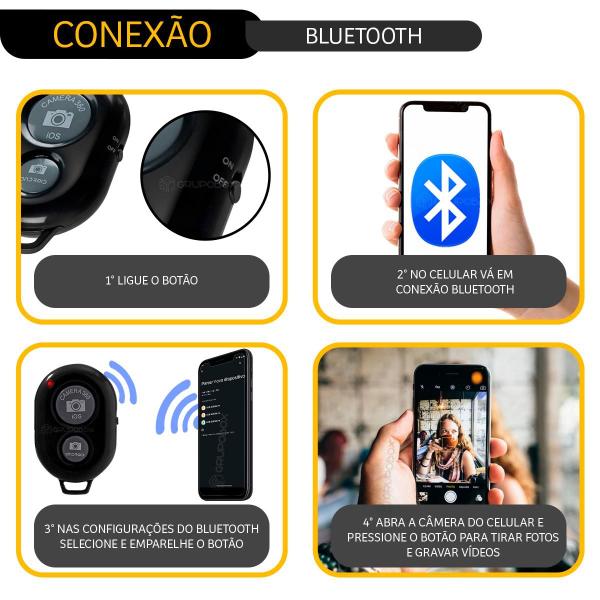 Imagem de Controle Bluetooth Disparador De Fotos E Videos P/ Celular shutter Monopod Tripé Selfie Ring Light