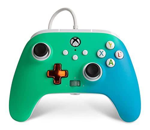 Imagem de Controle com fio aprimorado PowerA para Xbox - Desvanecimento de espuma do mar, gamepad, controle de videogame com fio, controle de jogos, Xbox Series XS, Xbox One - Xbox Series X (somente na Amazon)