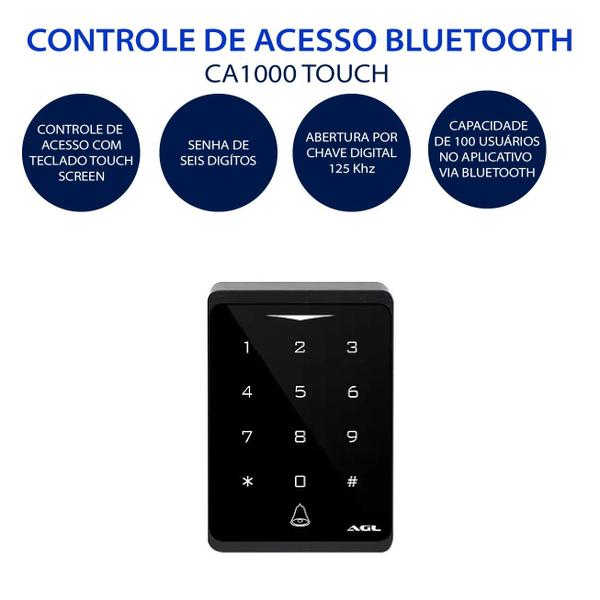 Imagem de Controle De Acesso Ca1000 Touch Bluetooth Tag Senha e aplicativo para gerenciamento