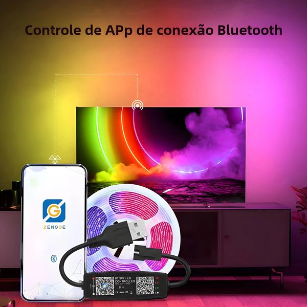 Imagem de Controle De Aplicativo De Música Bluetooth Ws2812b Controlador De Luz De Tira Led Sk6812 Ws2811