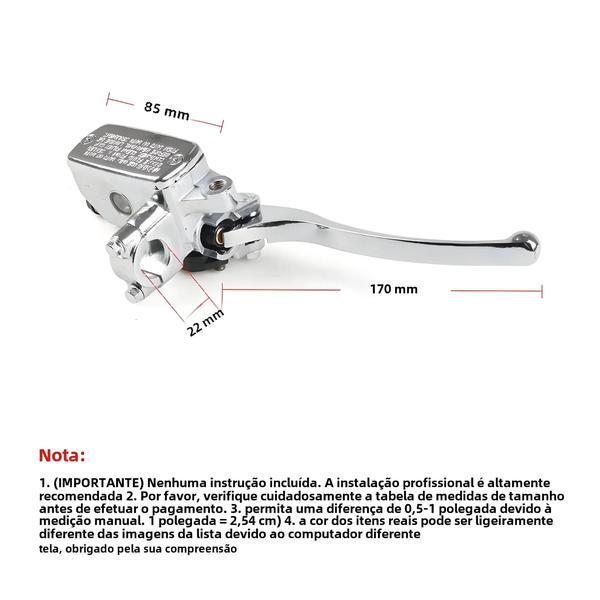 Imagem de Controle de Freio Hidráulico para Motocicleta 7/8" (22mm) - Cilindro Mestre com Alavanca