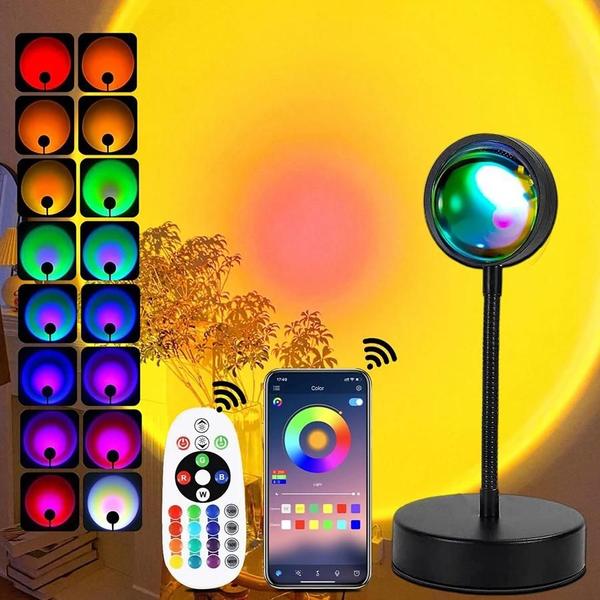 Controle de Luz Noturna LED com App Bluetooth Tuya Smart - Projetor de Efeito Sunset Imagem de Controle de Luz Noturna LED com App Bluetooth Tuya Smart - Projetor de Efeito Sunset