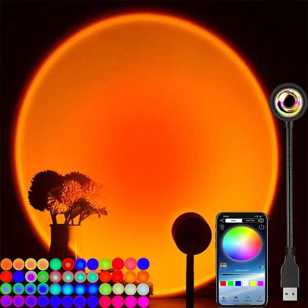 Controle de Luz Noturna LED com App Bluetooth Tuya Smart - Projetor de Efeito Sunset Imagem de Controle de Luz Noturna LED com App Bluetooth Tuya Smart - Projetor de Efeito Sunset