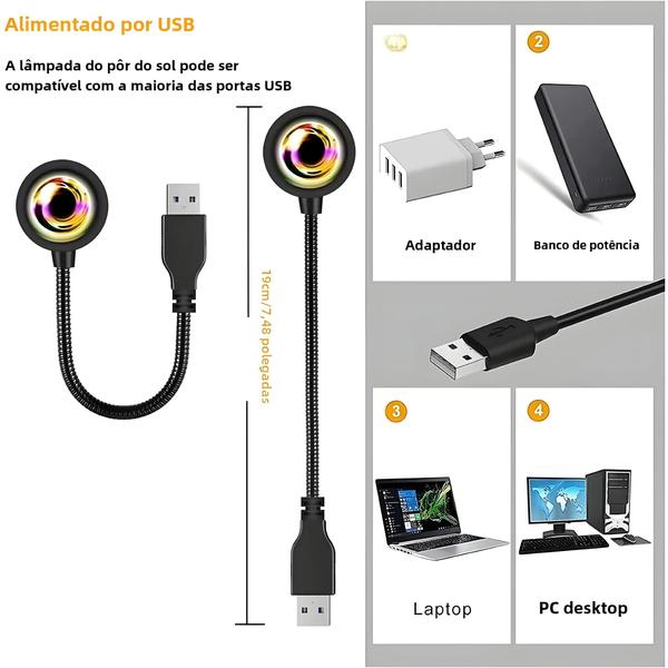 Controle de Luz Noturna LED com App Bluetooth Tuya Smart - Projetor de Efeito Sunset Imagem de Controle de Luz Noturna LED com App Bluetooth Tuya Smart - Projetor de Efeito Sunset