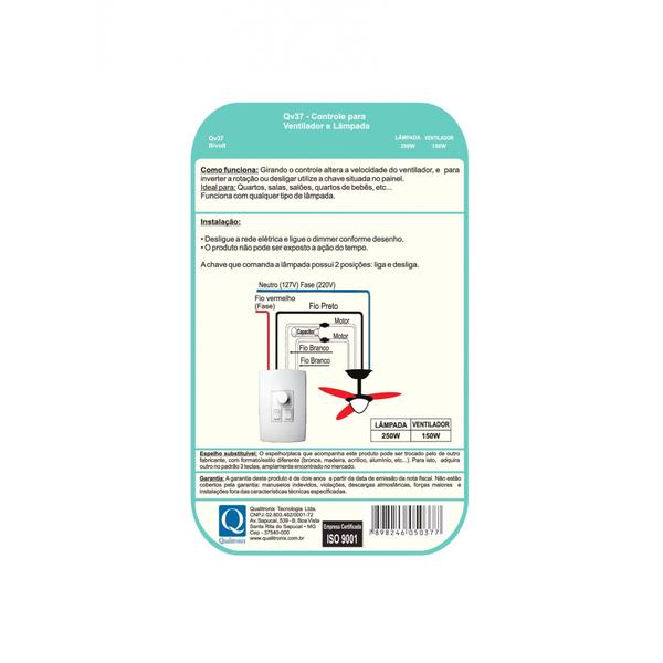 Imagem de Controle de  Velocidade Ventilador  QV37 - Qualitronix