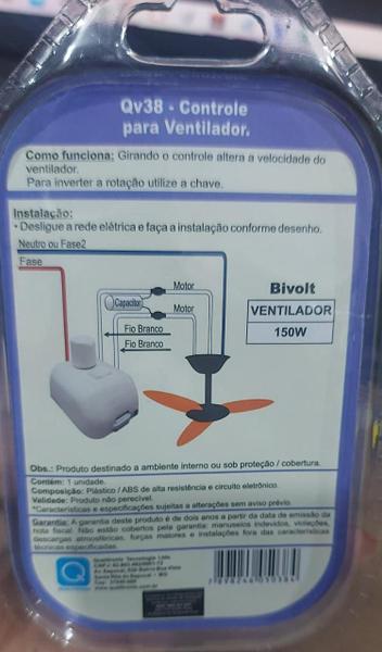 Imagem de Controle De Ventilador De Teto Qualitronix Qv38