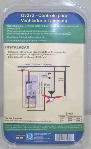 Imagem de Controle de ventilador e Lampada Qualitronix  Mod Qv372