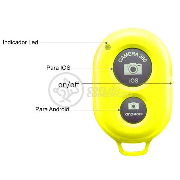 Imagem de Controle Disparador de Fotos Remoto Bluetooth Shutter Selfie Celular Android Ios - Amarelo