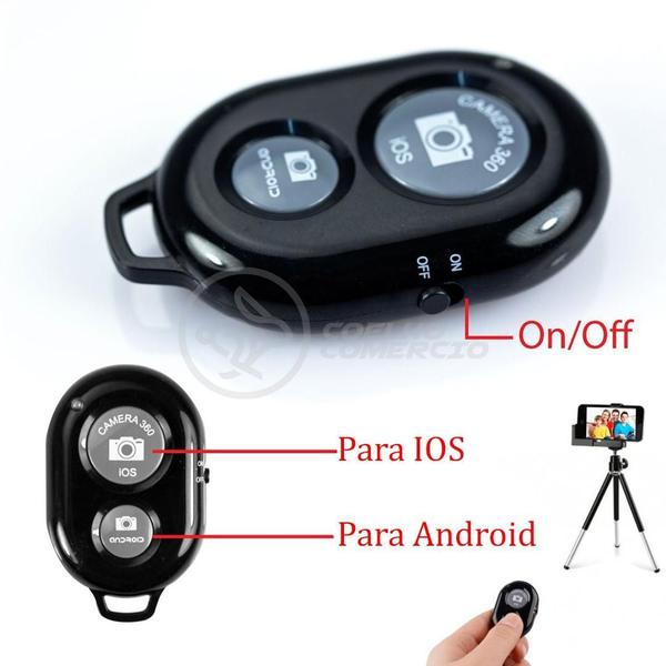 Imagem de Controle Disparador de Fotos Remoto Bluetooth Shutter Selfie Celular Android Ios - Preto