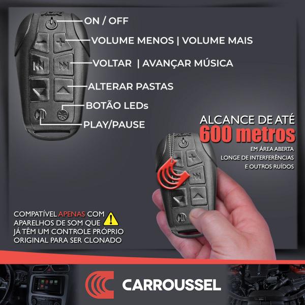 Imagem de Controle Longa Distancia AJK Para Radio Som Automotivo Paredão Trio com Voltimetro e 2 Strobos LED