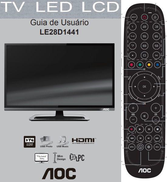 Imagem de Controle original aoc para tv 3d led m98tr2012tda rc2414704 série t2464 t2464m série t2965 t2965m t2965ms com tecla usb