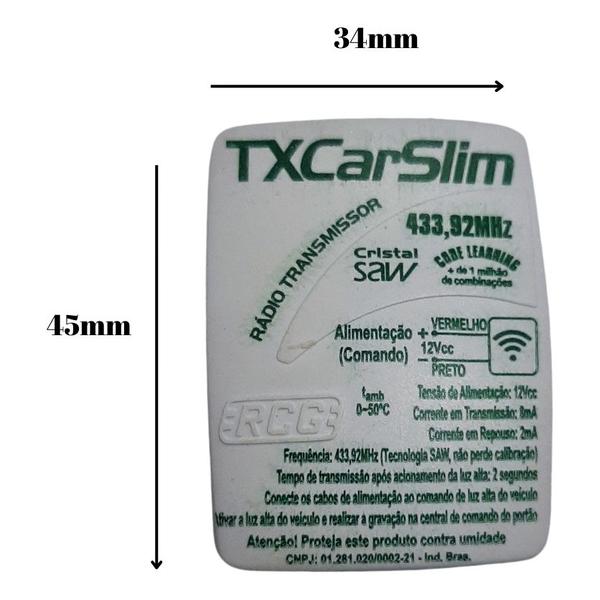 Imagem de Controle Portão Eletrônico Farol Tx Car Moto Ppa Garen Rcg Seg Agl 433mhz