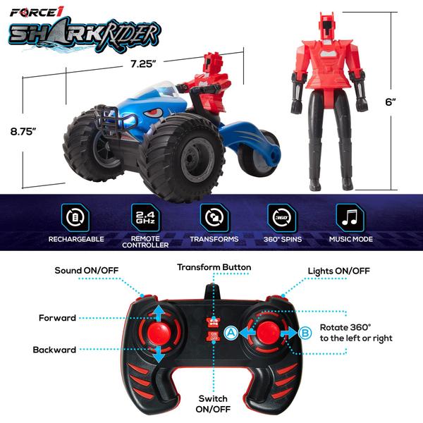 Imagem de Controle remoto Car Force1 Storm Rider Kids com LED Stunt 360