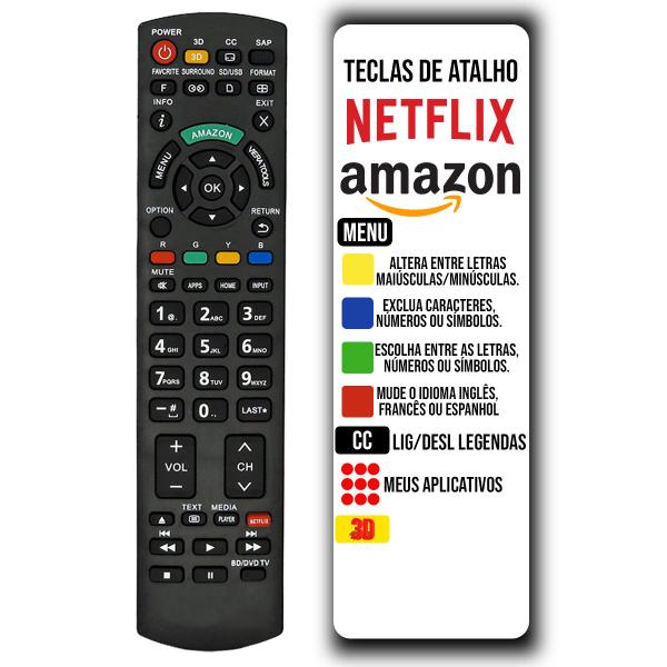 Imagem de Controle Remoto Compatível com Smart Tv Panasonic Amazon EUR7627Z20 + PILHAS