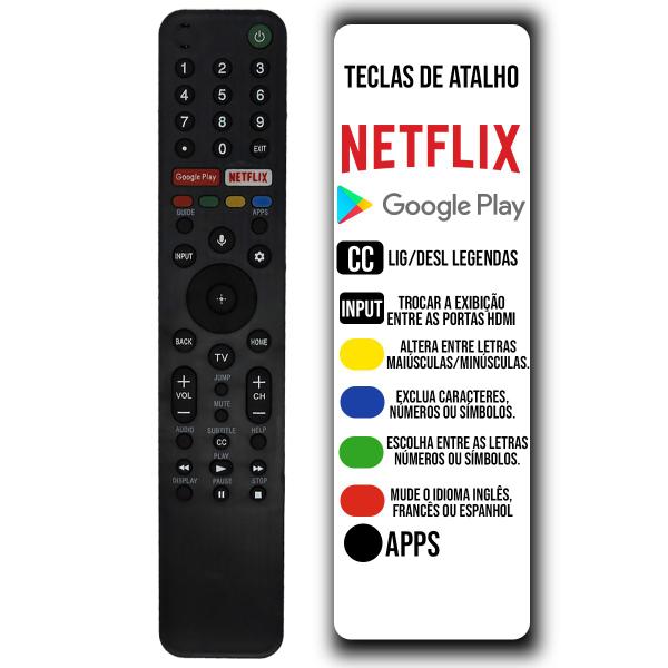 Imagem de Controle Remoto Compatível com Smart Tv Sony Netflix Globo Play RMF-TX300B 