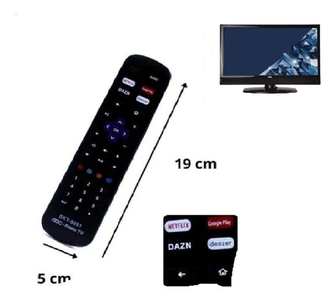 Imagem de Controle Remoto Compatível Com Televisão SmartAoc Roku Tv Com Botões Google Play Netflix - New