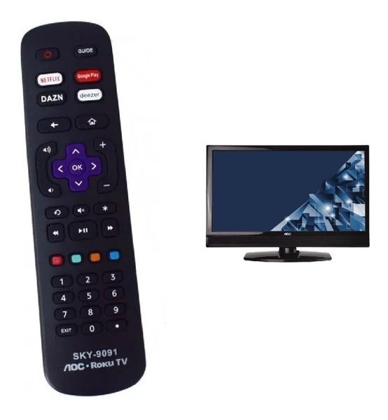 Imagem de Controle Remoto Compatível Com Televisão SmartAoc Roku Tv Com Botões Google Play Netflix