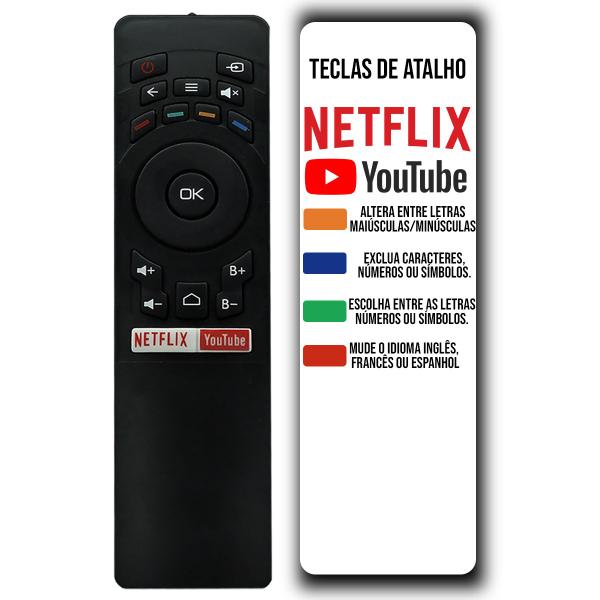 Imagem de Controle Remoto Compatível com Tv Multilaser Netflix TL002 TL004 + PILHAS