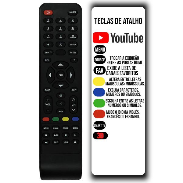 Imagem de  Controle Remoto Compatível com Tv Philco Smart Tv 3d