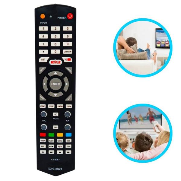 Imagem de Controle Remoto Compatível Com TV Smart LCD SK8024 Resistente