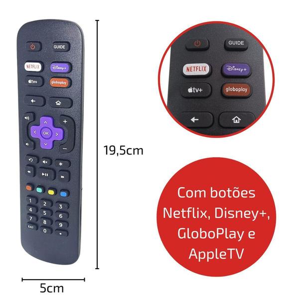 Imagem de Controle Remoto Compatível Smart TV Philco Roku TV - Lelong