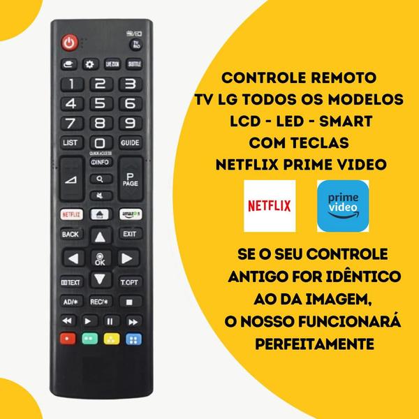 Imagem de Controle Remoto Compatível Smart TvLG Universal + Pilhas