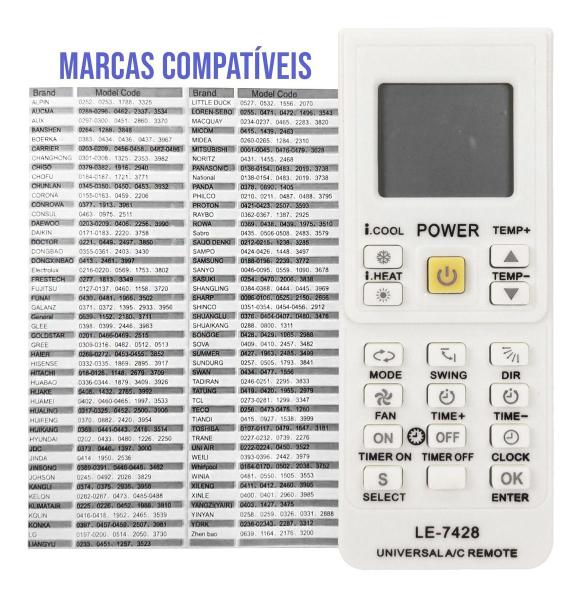 Imagem de Controle remoto de Ar condicionado Diversas marcas Compatível Consul Carrier ELGIN Philco Springe