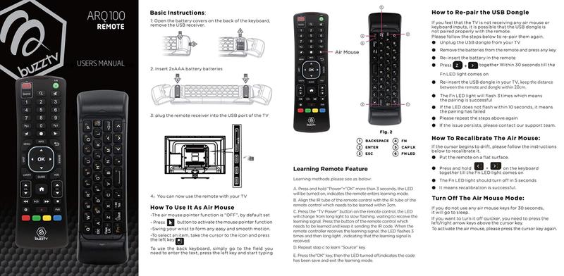 Imagem de Controle remoto de teclado Air Mouse sem fio BuzzTV ARQ-100 Android