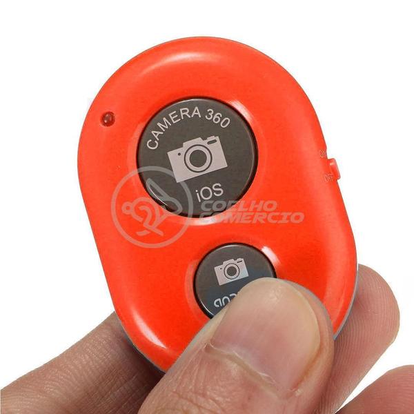 Imagem de Controle Remoto Disparador Fotos Bluetooth Selfie Vermelho