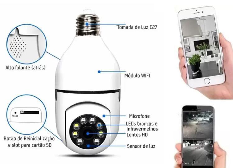 Imagem de Controle Remoto Inteligente: Câmera de Segurança Wifi IP Sem Fio 360 Encaixe Lâmpada