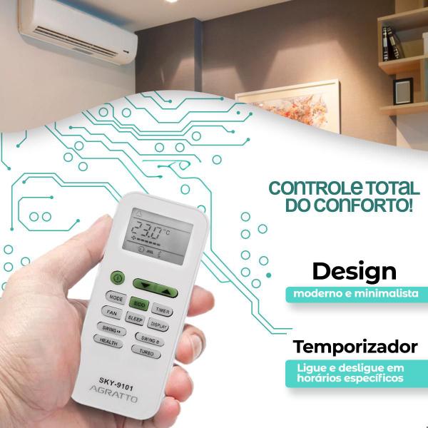 Imagem de Controle remoto para ar condicionado Agratto Split Função Eco quente e frio