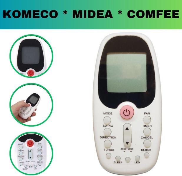 Imagem de Controle Remoto Para Ar Condicionado Compatível com KOMECO MIDEA COMFEE 7050