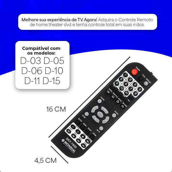 Imagem de Controle Remoto Para Dvd Compatível Mondial D-03 / D-05 / D-06