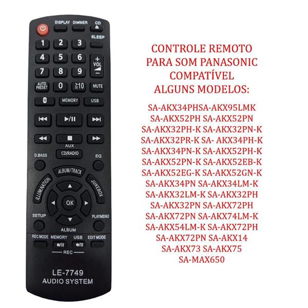 Imagem de Controle Remoto Para Som Panasonic Akx95Lmk Sa-Akx34Lm-K