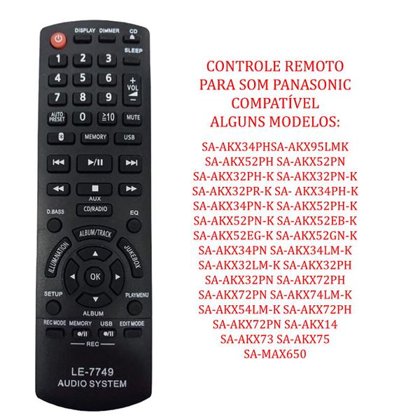 Imagem de Controle Remoto Para Som Panasonic Sa-akx72ph Sa-akx52ph-k