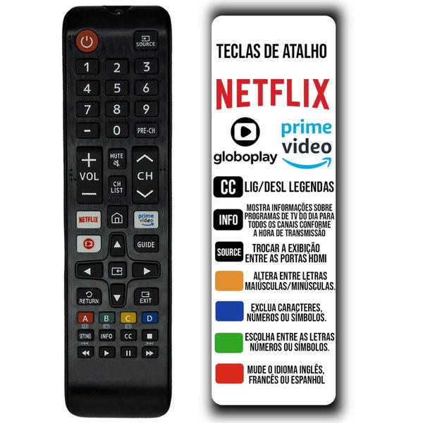 Imagem de Controle Remoto para Tv Samsung com Netflix e Globo Play - Lelong