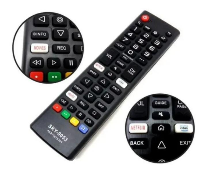 Imagem de Controle Remoto Para Tv Smart Netflix Prime Akb75675304 Sky-9053 / FBG-9053