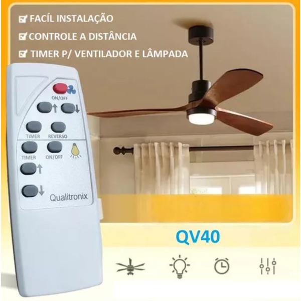 Imagem de Controle Remoto para Ventilador e Lâmpada QV40 Qualitronix