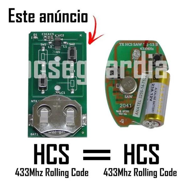 Imagem de Controle Remoto Portão Rossi Ntx 433 Dz Nano Atto Dz3 Dz4 Bv