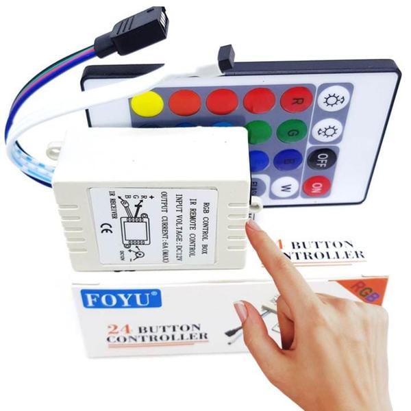 Imagem de Controle Remoto RGB 24 Controlador de LED Liga Desliga Para Fita LED Iluminação 12v TB0506