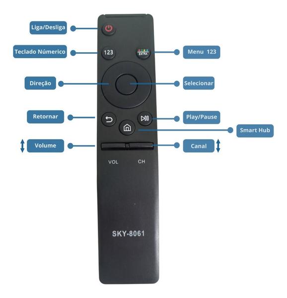 Imagem de Controle Remoto Samsung Smart TV 4K QLED BU7000 - Modelo Universal